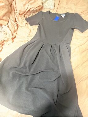 LuLaRoe Black Amelia Midi Dress with Pleated Skirt